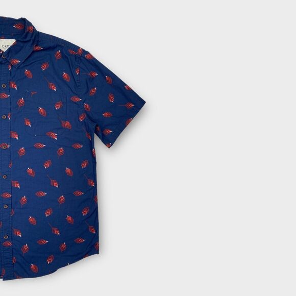 KATIN Shirt Mens Large Blue Southwest Floral Print Button Up Short Sleeve - Picture 3 of 12